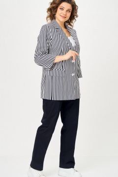 Брюки, жакет БелЭльСтиль 762-3_23_22+609 синий_полоска - фото 4