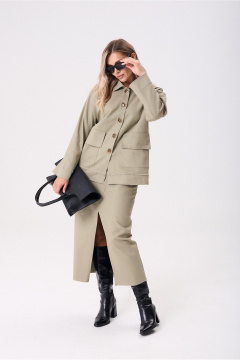 Жакет, юбка Anastasia м-1286 оливковый - фото 5