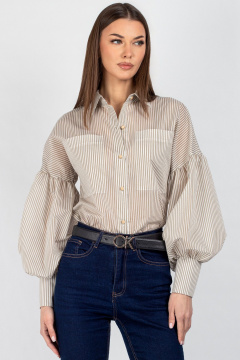 Рубашка VIZAVI 745 бежевая-полоска_полоска - фото 5