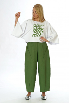 Блуза, брюки Alani Collection 2565 молоко-зелень - фото 3