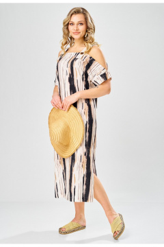 Платье Твой имидж 2375 бежево-синий_принт - фото 2