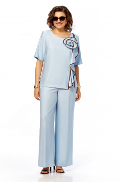 Блуза, брюки Ольга Стиль С-1028 голубой - фото 3
