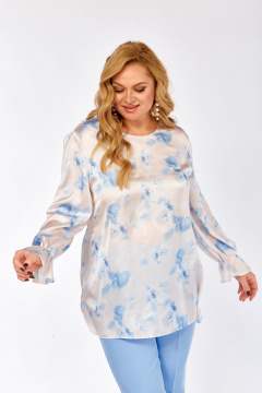 Блуза Элль-стиль 2454а бежевый_голубой - фото 4