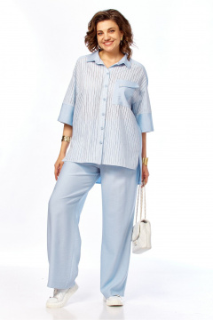 Блуза, брюки Ольга Стиль С-1030 голубой - фото 2