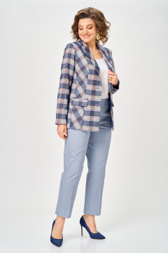 Жакет БелЭльСтиль 412-3 03 22 голубая-клетка - фото 5