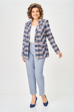 Жакет БелЭльСтиль 412-3 03 22 голубая-клетка - фото 4