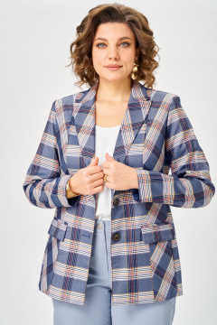 Жакет БелЭльСтиль 412-3 03 22 голубая-клетка - фото 3