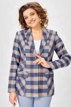 Жакет БелЭльСтиль 412-3 03 22 голубая-клетка - фото 1
