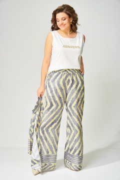 Блуза, брюки, топ Fita 1564 серо-лимонный - фото 3