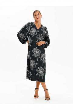 Платье Nelva 51733 черный-принт - фото 1