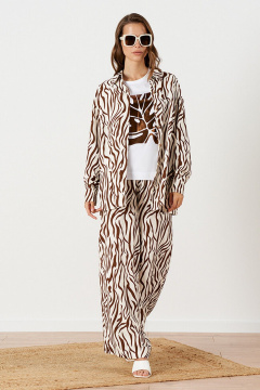 Блуза Nelva 23251 молочно-коричневый - фото 3