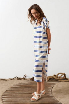 Платье Nelva 5158 бежевая-полоска - фото 4