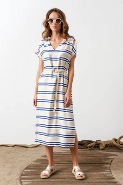 Платье Nelva 5158 бежевая-полоска - фото 1