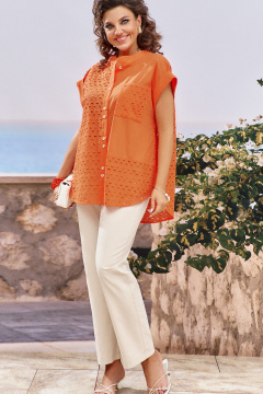 Блуза, брюки Vittoria Queen 29293 оранжевый_молочный - фото 1