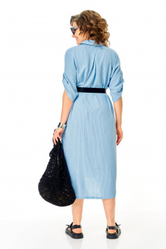 Летнее платье casual с воротником и карманами Michel chic 2167 голубой - фото 5