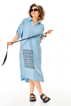 Летнее платье casual с воротником и карманами Michel chic 2167 голубой - фото 4