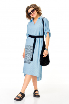 Летнее платье casual с воротником и карманами Michel chic 2167 голубой - фото 2