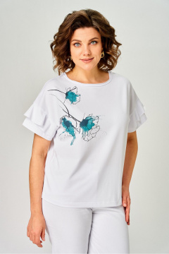 Джемпер Rumoda 2069 белый/бирюза - фото 5