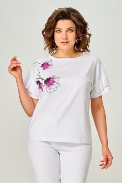 Джемпер Rumoda 2069 белый/лаванда - фото 4