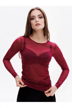 Блуза фиолетовая демисезонная из трикотажа Teyli 179308/170,176 бордо - фото 5