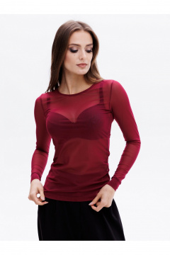 Блуза фиолетовая демисезонная из трикотажа Teyli 179308/170,176 бордо - фото 1