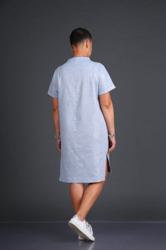 Летнее платье из льняной ткани с жемчужным напылением ZigzagStyle 348 голубой - фото 5