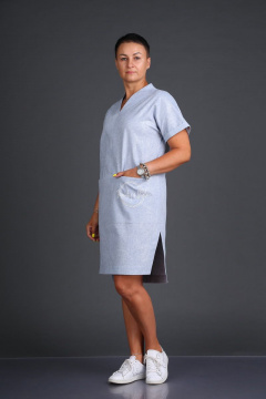 Летнее платье из льняной ткани с жемчужным напылением ZigzagStyle 348 голубой - фото 3