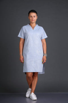 Летнее платье из льняной ткани с жемчужным напылением ZigzagStyle 348 голубой - фото 2