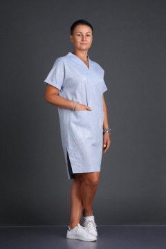 Летнее платье из льняной ткани с жемчужным напылением ZigzagStyle 348 голубой - фото 1