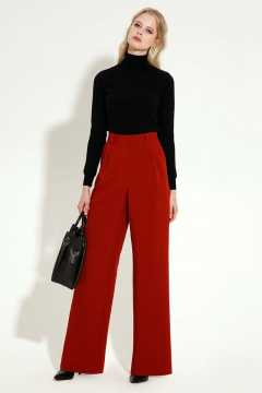 Расклешённые брюки клеш из плотной поливискозной ткани Панда 13260z терракотовый - фото 2