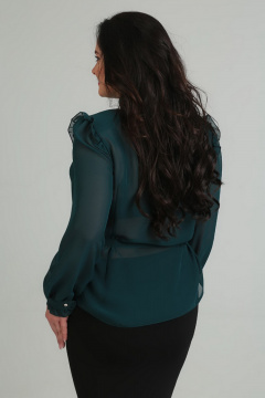 Круглогодичная женская блуза с приталенным поясом Таир-Гранд 62159 изумруд - фото 2