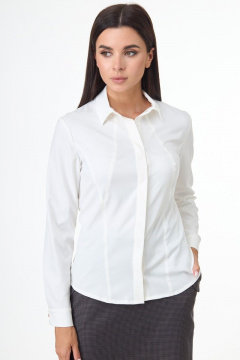 Блуза белая из хлопковой ткани с отложным воротником Anelli 330 молочный - фото 1