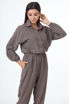 Комбинезон свободного силуэта на резинке для повседневной носки Anelli 886 бежевый - фото 4