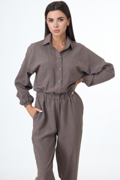 Комбинезон свободного силуэта на резинке для повседневной носки Anelli 886 бежевый - фото 3