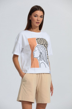 Футболка с подворотом рукава, свободная из хлопка Kivviwear 4026.01 - фото 2