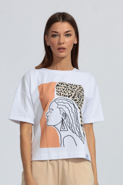 Футболка с подворотом рукава, свободная из хлопка Kivviwear 4026.01 - фото 4