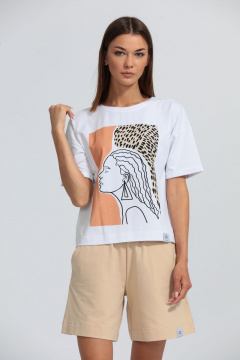 Футболка с подворотом рукава, свободная из хлопка Kivviwear 4026.01 - фото 3