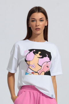 Футболка с подворотом рукава, свободная из хлопка Kivviwear 4026.03 - фото 2