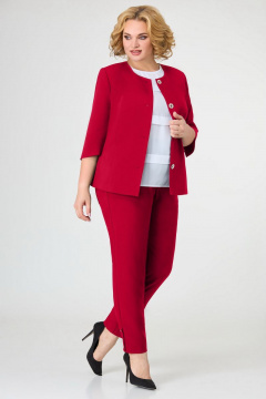 Костюм двубортный из ткани с эффектом жатки, демисезонный Swallow 388 красный - фото 1