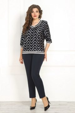 Блуза и брюки из текстиля и шифона для демисезона Solomeya Lux 845 - фото 3