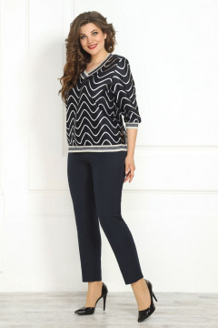 Блуза и брюки из текстиля и шифона для демисезона Solomeya Lux 845 - фото 1