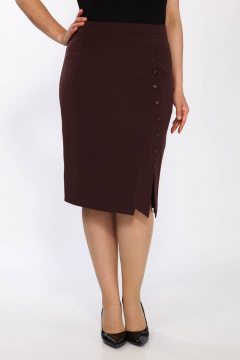 Деловая юбка из текстиля с пуговицами и шлицей Klever 382 горький_шоколад - фото 4