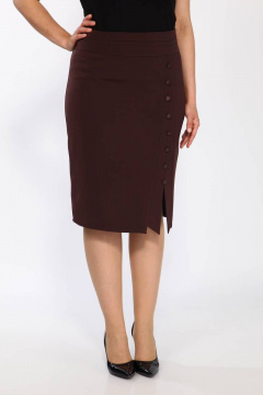 Деловая юбка из текстиля с пуговицами и шлицей Klever 382 горький_шоколад - фото 3
