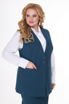 Жилет деловой приталенный с карманами на пуговицах Anelli 1037 бирюза - фото 1