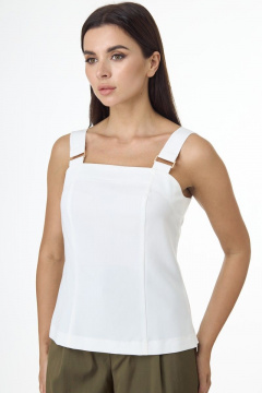 Базовый топ из текстиля с широкой бретелью Anelli 544 белый - фото 1