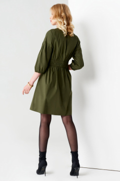 Платье короткое приталенное с широкими резинками Панда 64780z хаки - фото 3