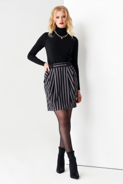 Юбка-тюльпан из текстиля с мягкими складками и внутренними карманами Панда 52650z серо-черный - фото 1