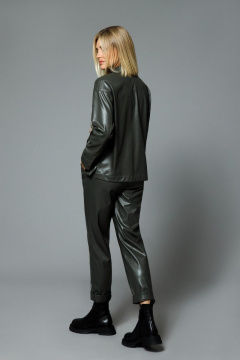 Брюки полуприлегающего силуэта из эко-кожи с карманами DILIA 0520 зеленый - фото 3