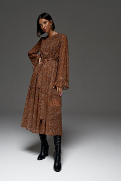 Платье из текстиля с юбкой с складками и поясом ANNETE 3818 - фото 1