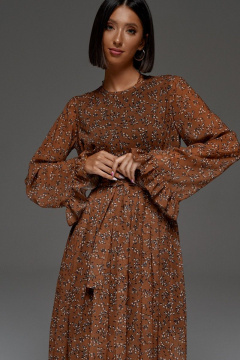 Платье из текстиля с юбкой с складками и поясом ANNETE 3818 - фото 2